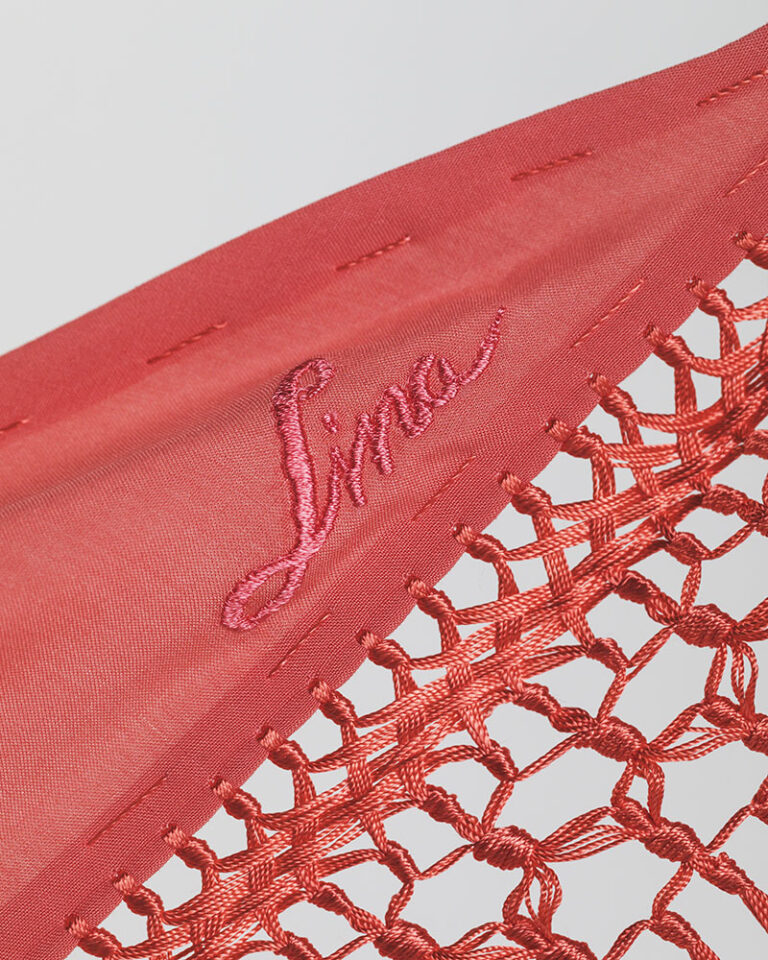 Lina salmon pink shawl detail